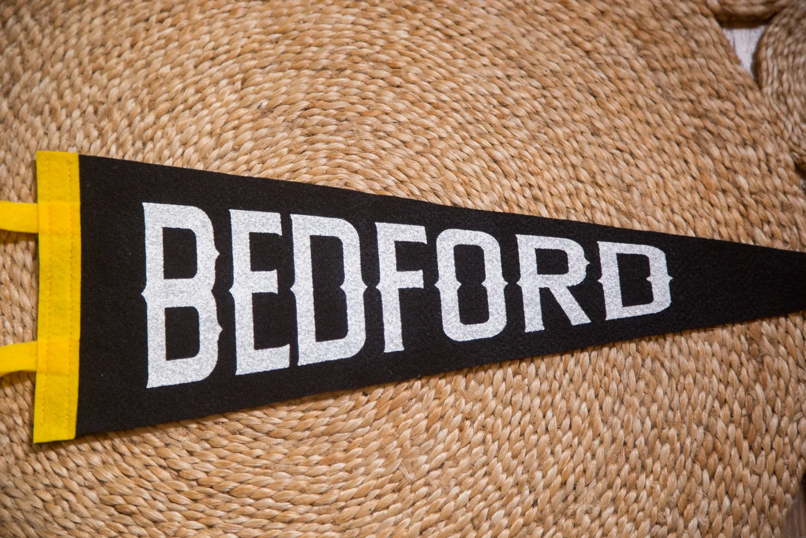 Bedford NY Felt Pennant Black and White