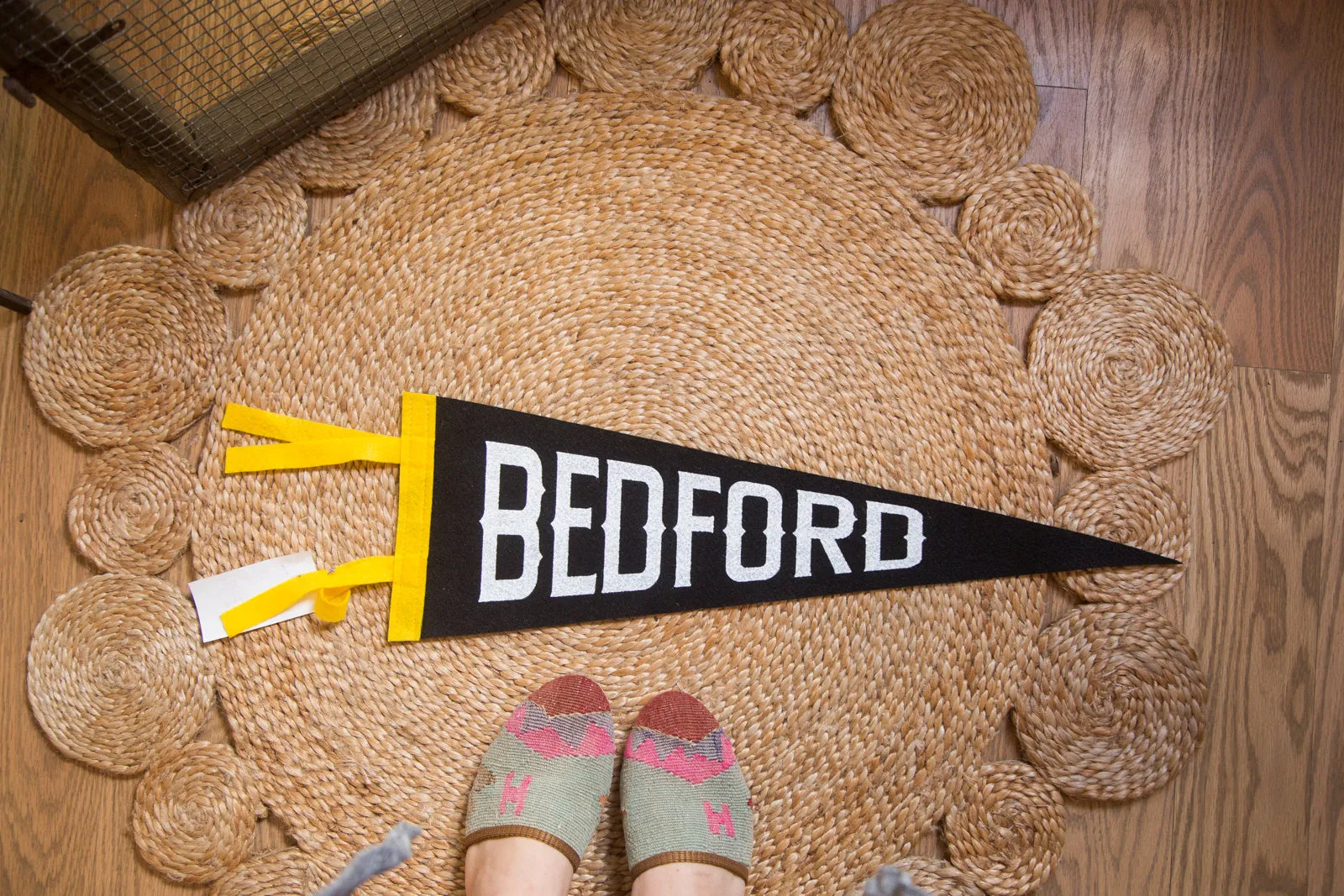 Bedford NY Felt Pennant Black and White