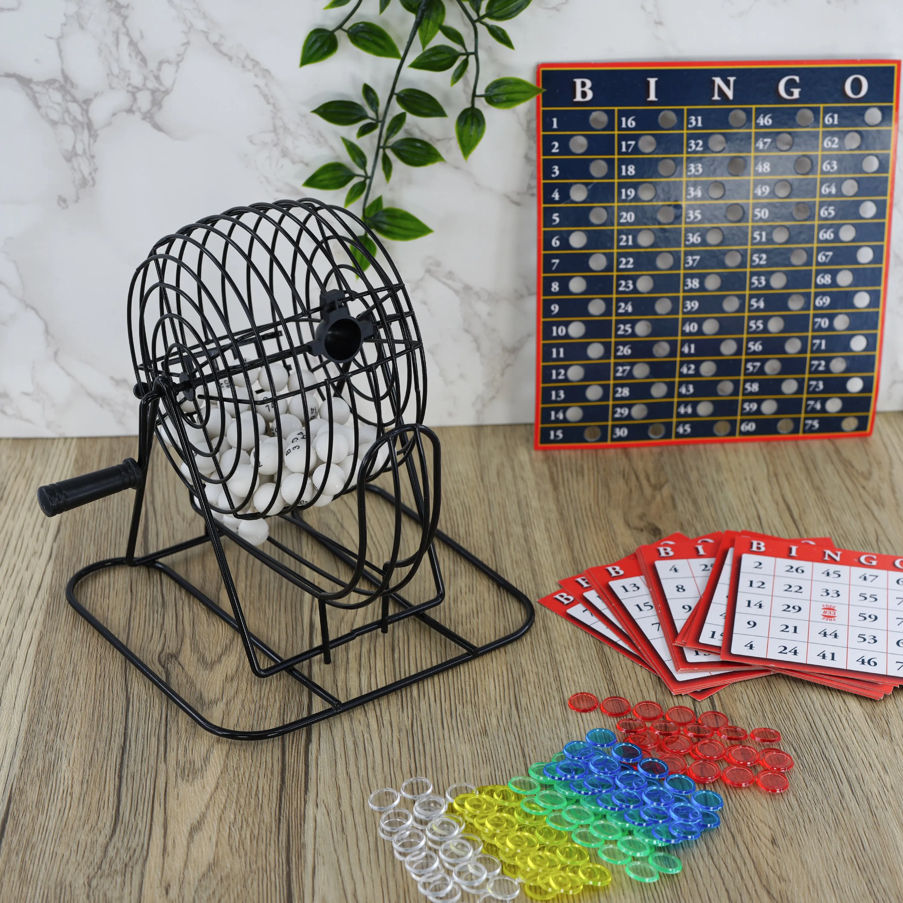 Bingo Lotto Set with Metal Cage