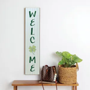 Blue Striped Shamrock Welcome Leaner