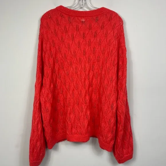 Boden Pointelle Fluffy Sweater Bright Coral K0555 Plus Size 20 / 22 Wool Aplaca