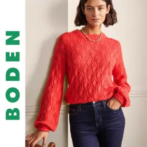 Boden Pointelle Fluffy Sweater Bright Coral K0555 Plus Size 20 / 22 Wool Aplaca