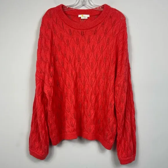 Boden Pointelle Fluffy Sweater Bright Coral K0555 Plus Size 20 / 22 Wool Aplaca