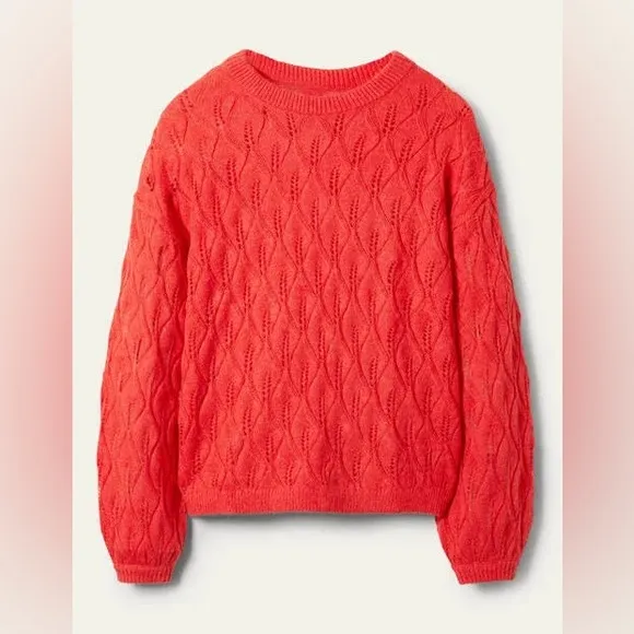 Boden Pointelle Fluffy Sweater Bright Coral K0555 Plus Size 20 / 22 Wool Aplaca