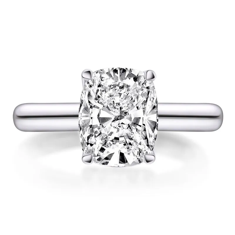 Brilliant Square Cushion Moissanite Diamond Solitaire Ring