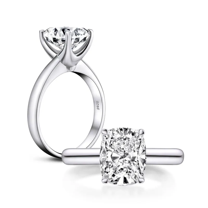 Brilliant Square Cushion Moissanite Diamond Solitaire Ring