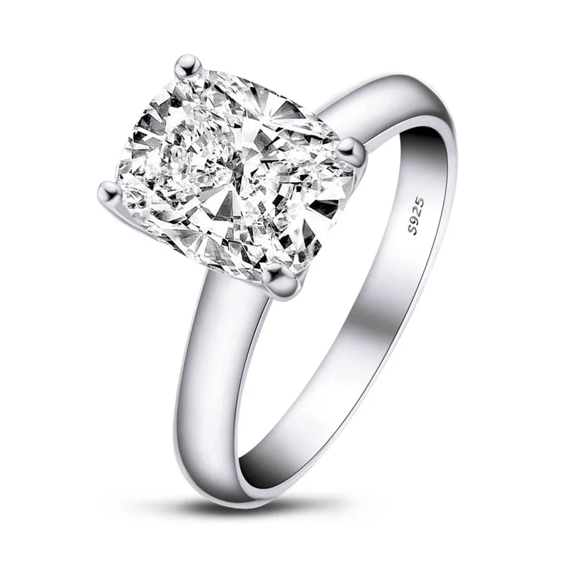 Brilliant Square Cushion Moissanite Diamond Solitaire Ring
