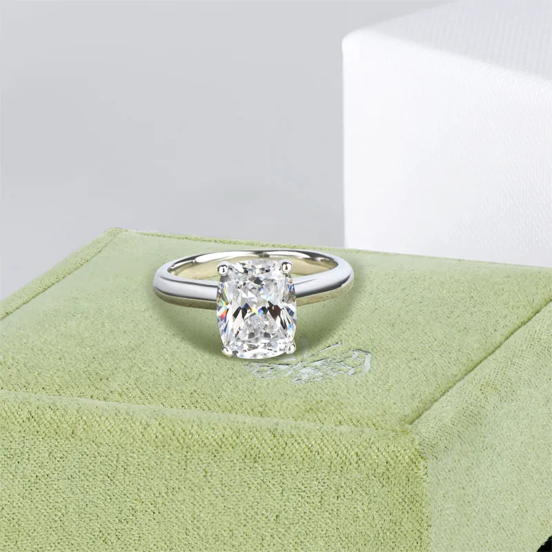 Brilliant Square Cushion Moissanite Diamond Solitaire Ring