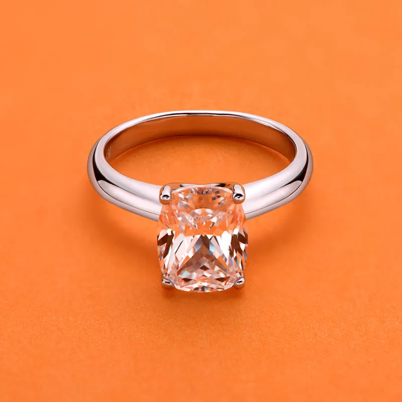 Brilliant Square Cushion Moissanite Diamond Solitaire Ring