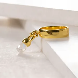 Brio - Moonstone Gemstone Design and 14K Gold on Sterling Silver Horse Bit Ring