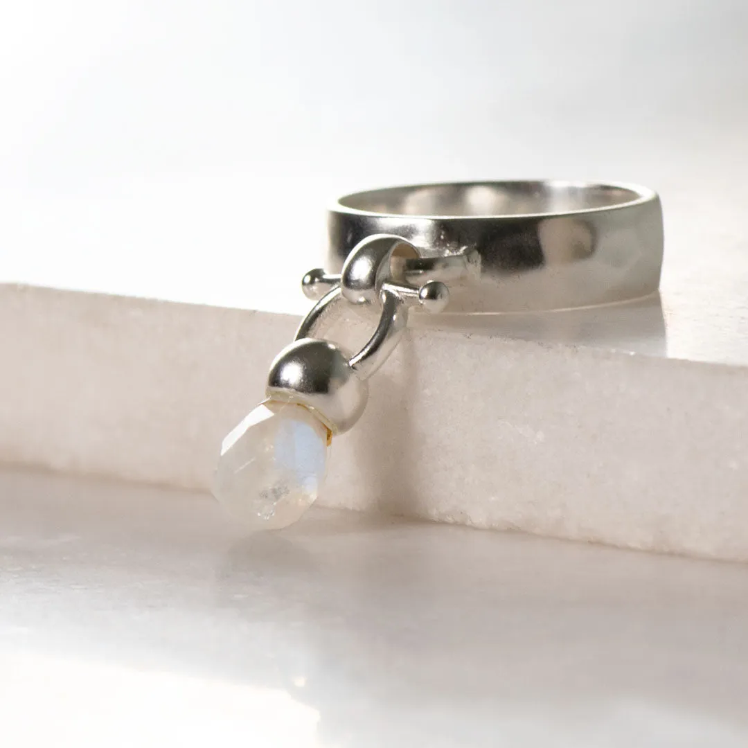 Brio - Moonstone Gemstone Design and Sterling Silver Horse Bit Ring