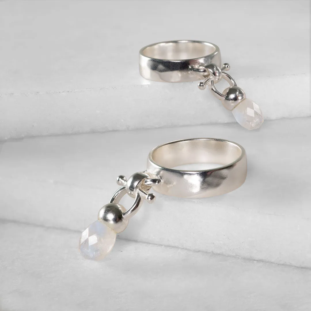 Brio - Moonstone Gemstone Design and Sterling Silver Horse Bit Ring
