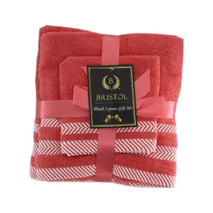 Bristol 100% Cotton Plush Towel Set - 3-Piece Coral