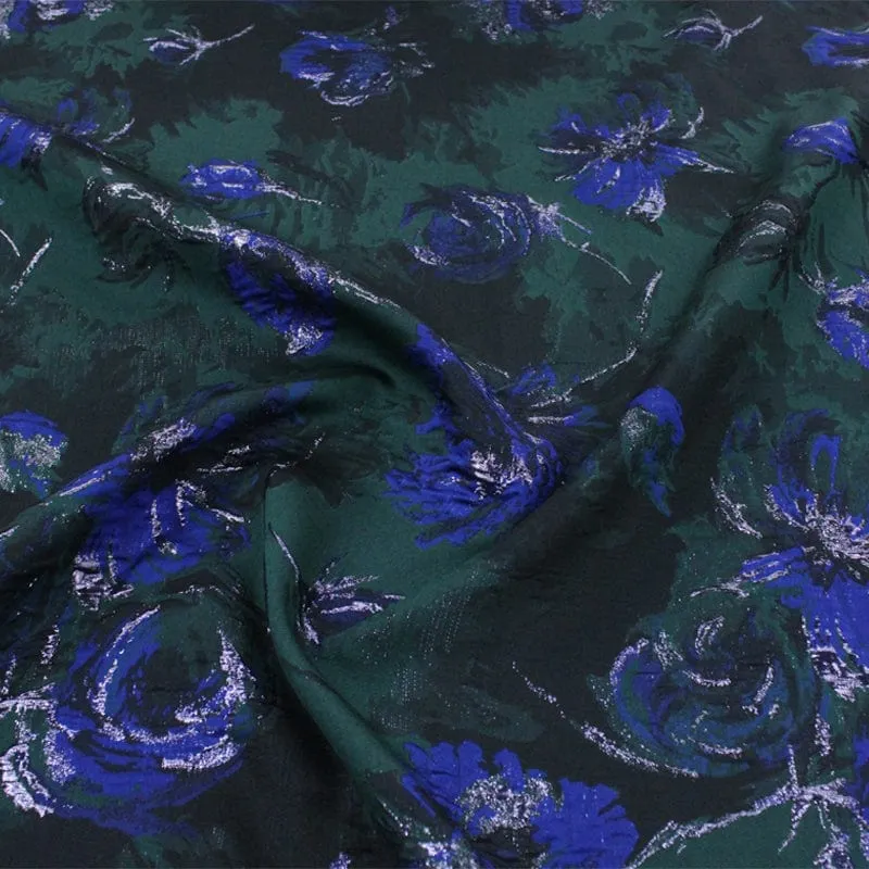 Brocade Fabric Bottle & Navy 150 cm