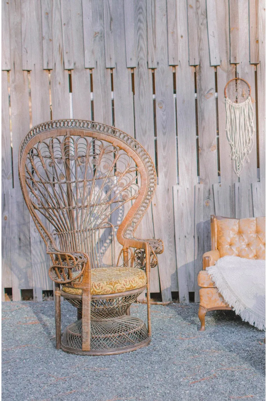 BROWN ORNATE PEACOCK CHAIR - RENTAL