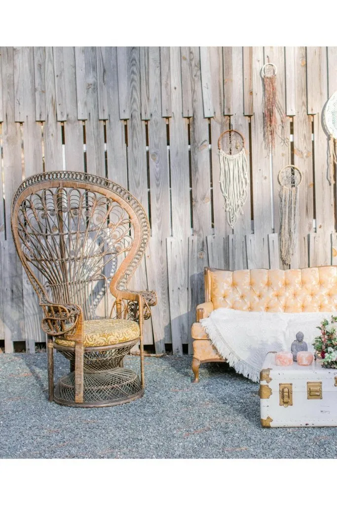 BROWN ORNATE PEACOCK CHAIR - RENTAL