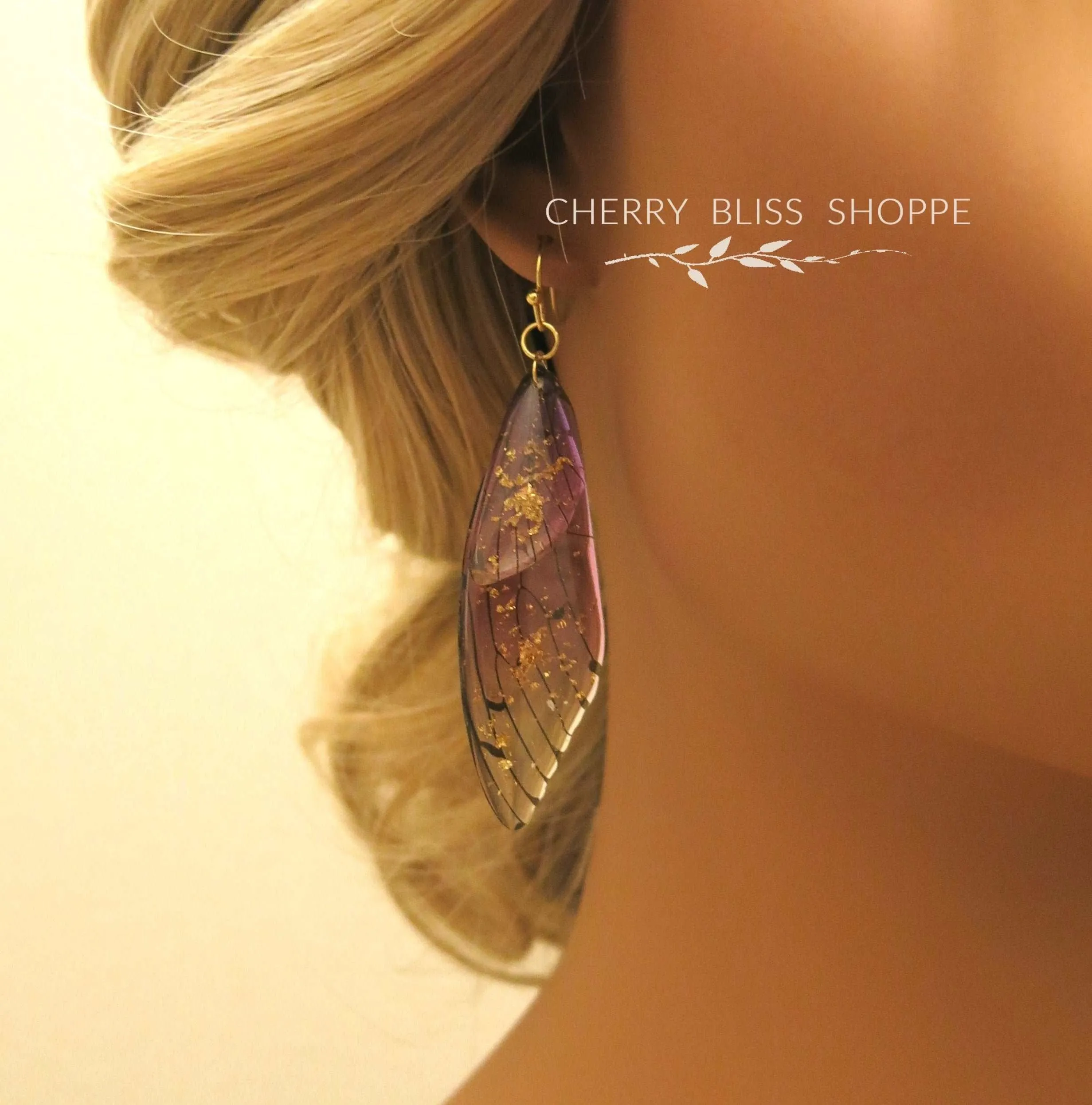 Butterfly Wing Boho Earrings, Multi Color Fairy Wing Dangle Earrings, Long Clear Wing Bohemian Earrings