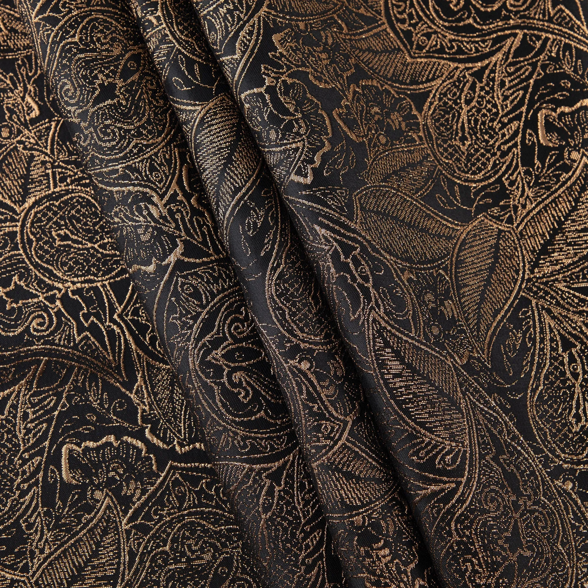 Byzantine Brocade Fabric, Metallic Gold & Black