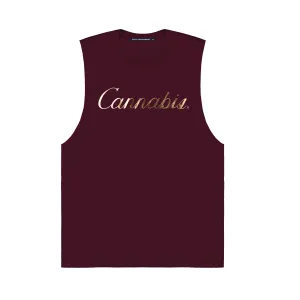 CANNABIS GOLD FOIL MUSCLE TEE