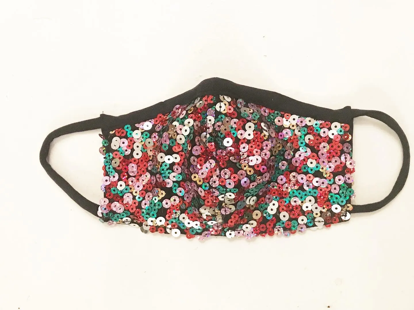 Carnival Sequin Face Mask with Straw Hole