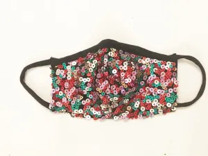 Carnival Sequin Face Mask with Straw Hole