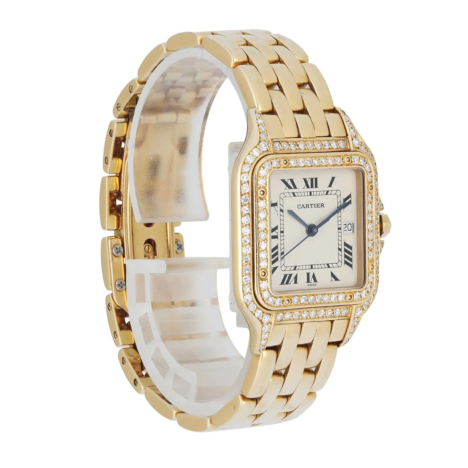Cartier Panthere Large Diamond Bezel Yellow Gold Watch
