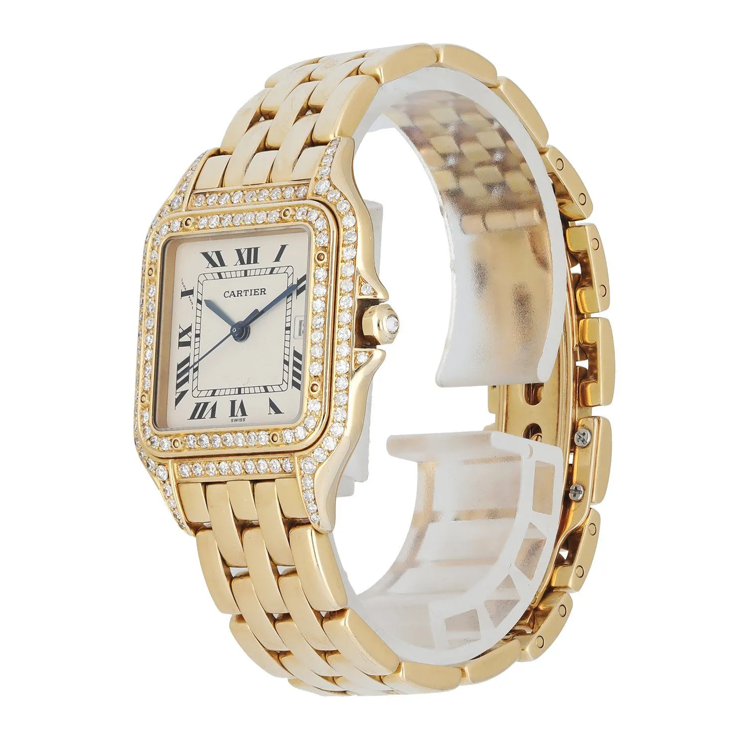 Cartier Panthere Large Diamond Bezel Yellow Gold Watch