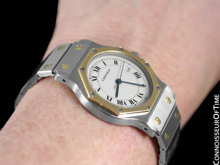 Cartier Santos Octagon Large Ladies/Small Mens Quartz Watch - Stainless Steel & 18K Gold
