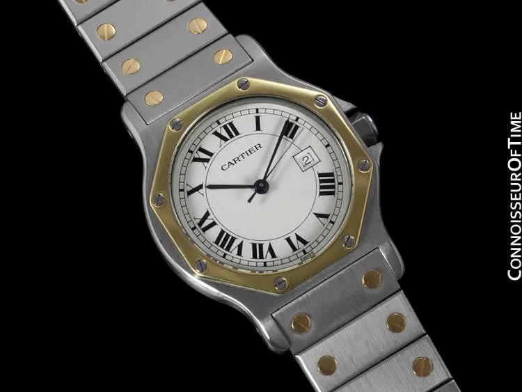 Cartier Santos Octagon Large Ladies/Small Mens Quartz Watch - Stainless Steel & 18K Gold
