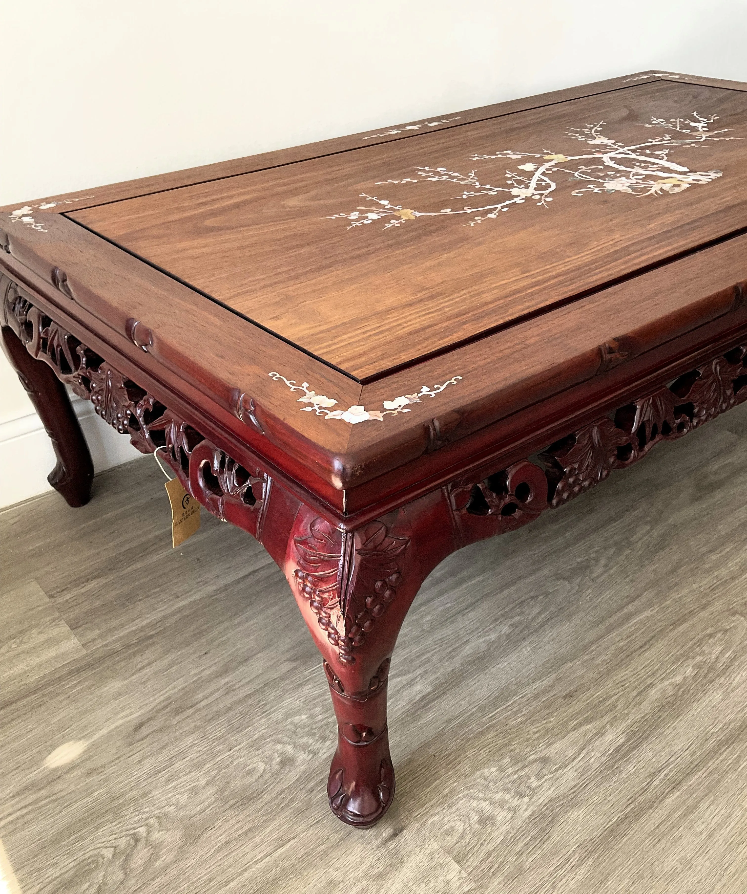 Chinese Rosewood Coffee Table With Mother of Pearl Inlay