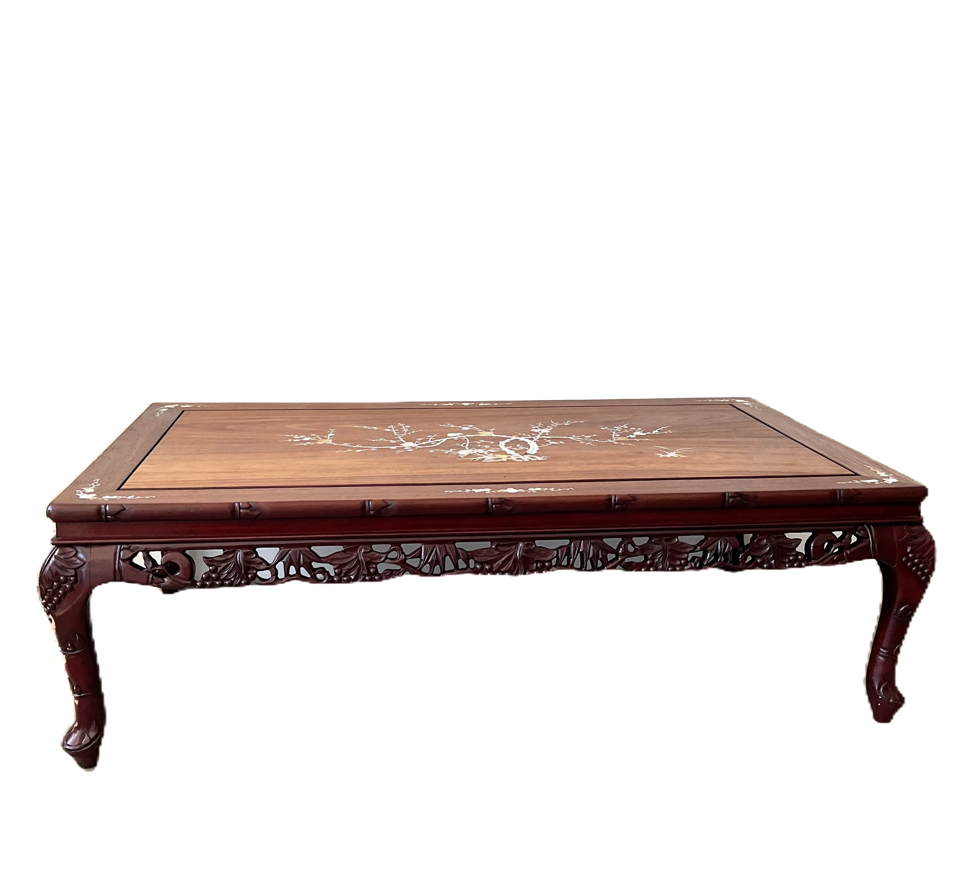 Chinese Rosewood Coffee Table With Mother of Pearl Inlay