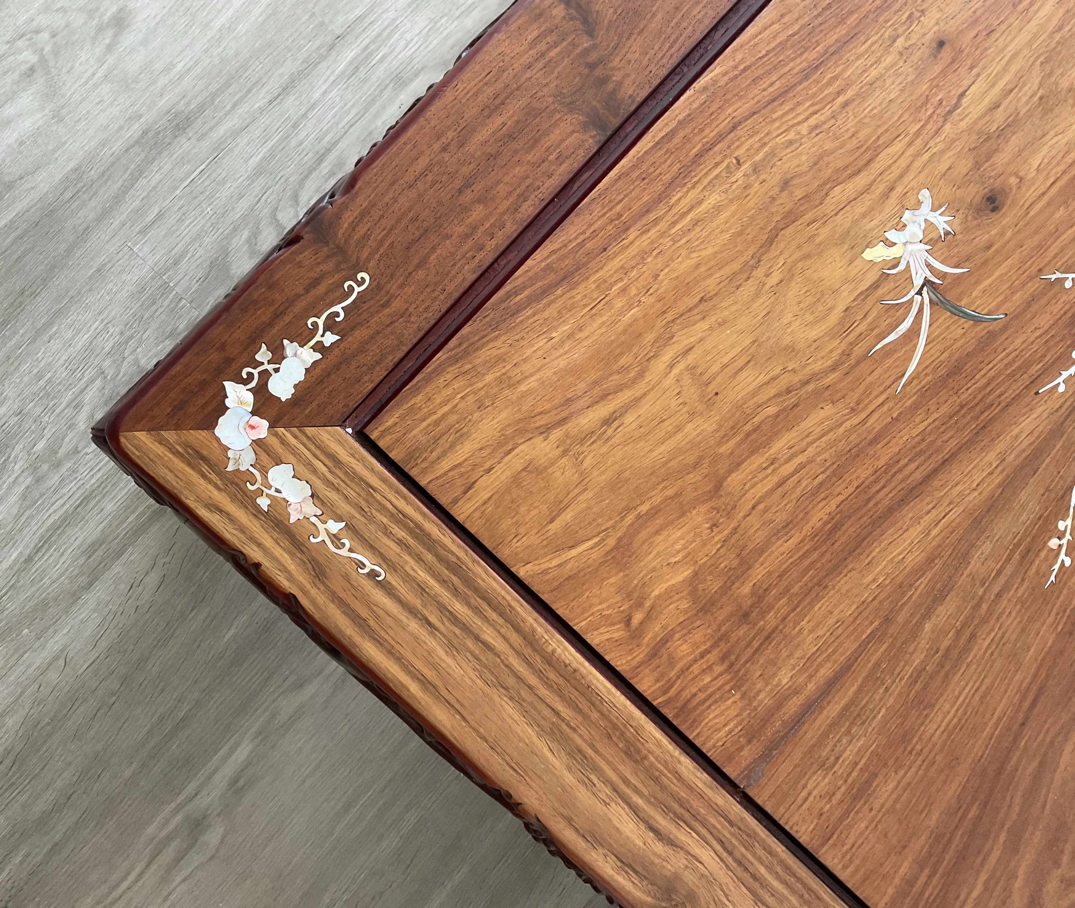 Chinese Rosewood Coffee Table With Mother of Pearl Inlay