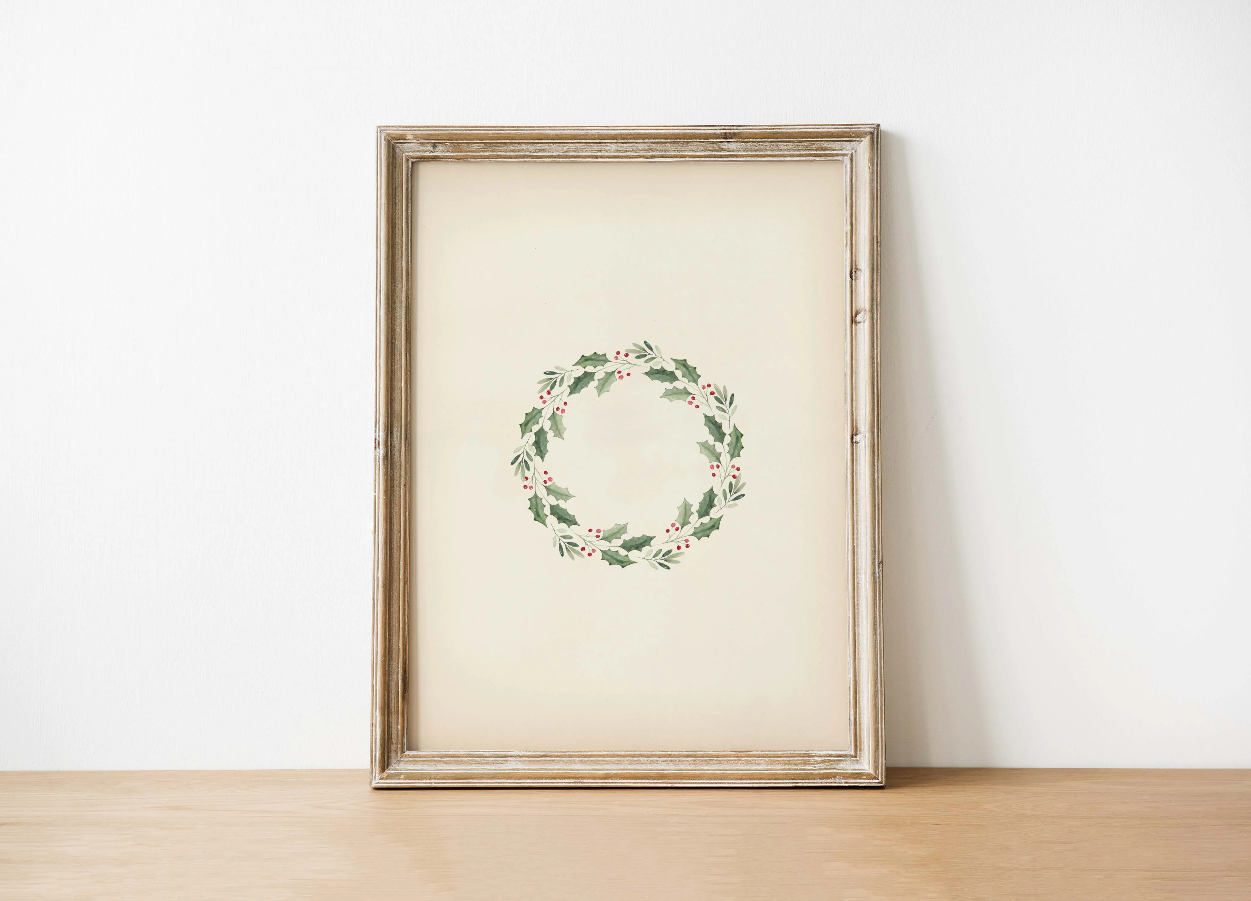 Christmas Wreath Art Print | Christmas Art: 8x10in