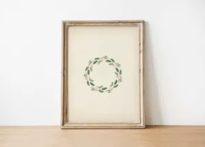 Christmas Wreath Art Print | Christmas Art: 8x10in