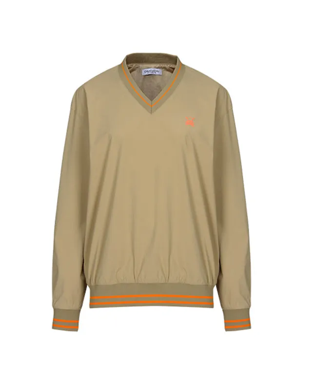 CHUCUCHU Men's V-Neck Windbreaker - Beige