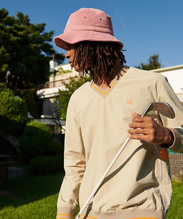CHUCUCHU Men's V-Neck Windbreaker - Beige