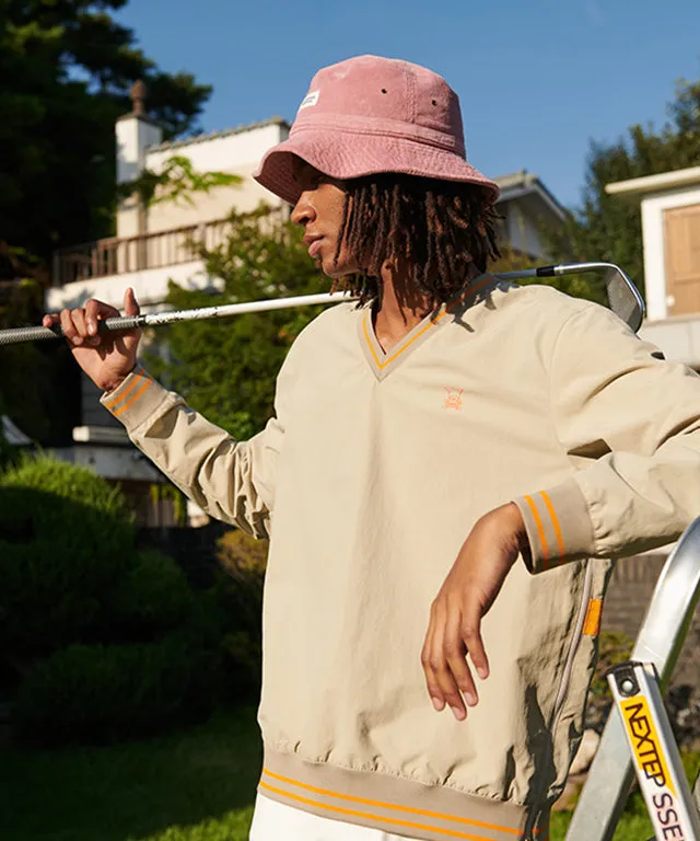 CHUCUCHU Men's V-Neck Windbreaker - Beige