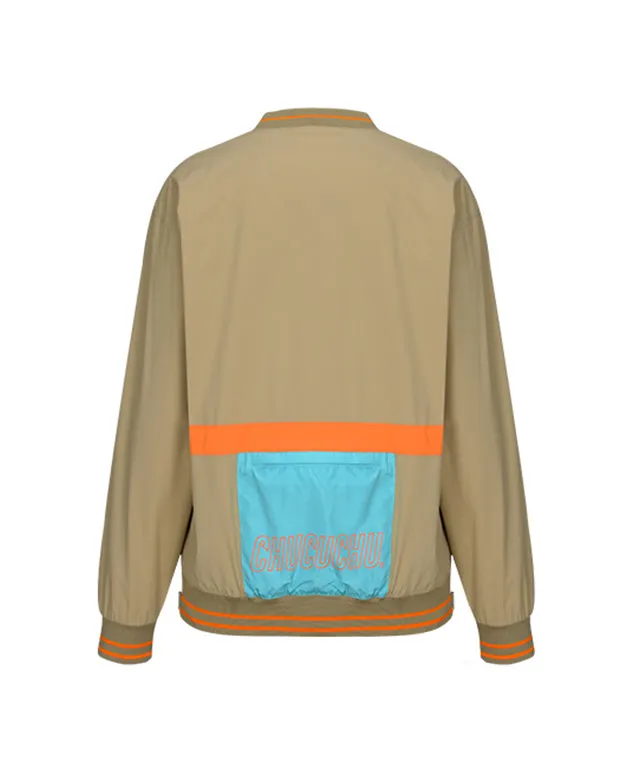CHUCUCHU Men's V-Neck Windbreaker - Beige