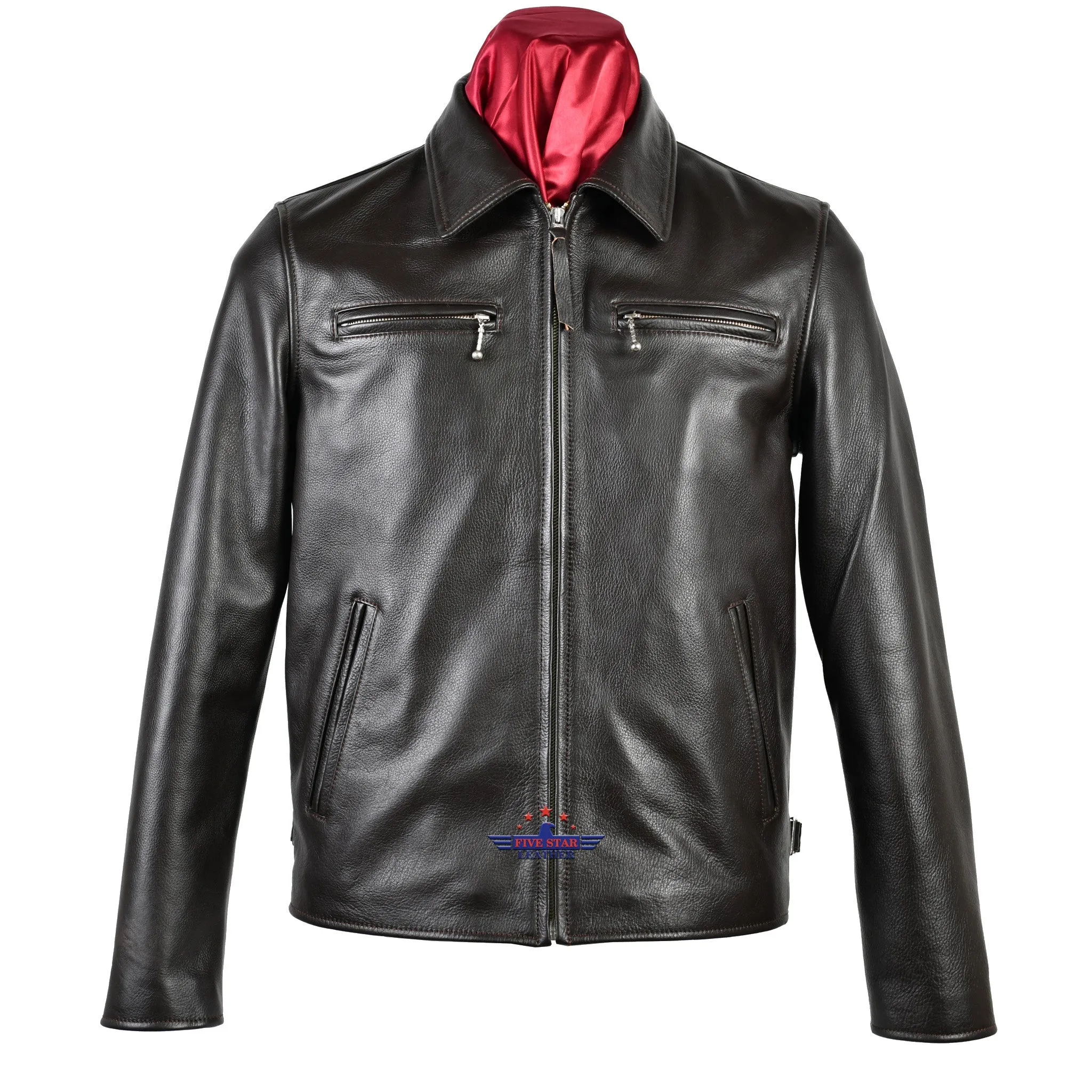 Civilian Vintage 1930's Classic Men Real Leather Jacket cafe racer