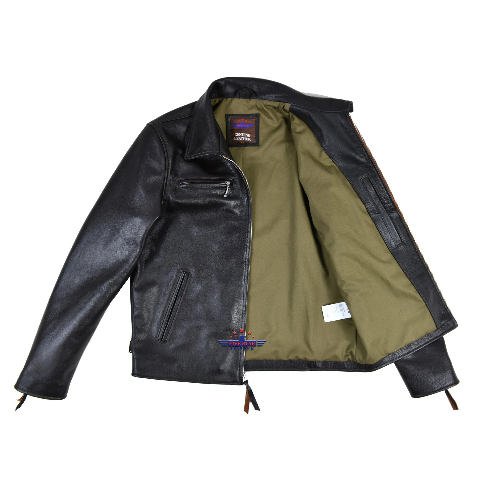 Civilian Vintage 1930's Classic Men Real Leather Jacket cafe racer