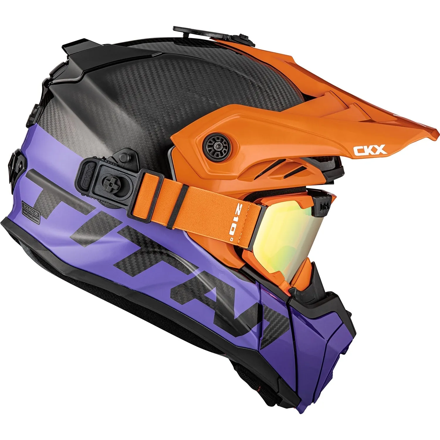 CKX Titan Air Flow Stalwart Carbon Trail and Backcountry Helmet with 210° Goggles