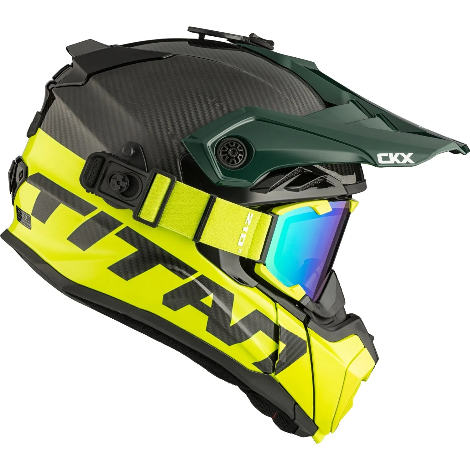 CKX Titan Air Flow Stalwart Carbon Trail and Backcountry Helmet with 210° Goggles