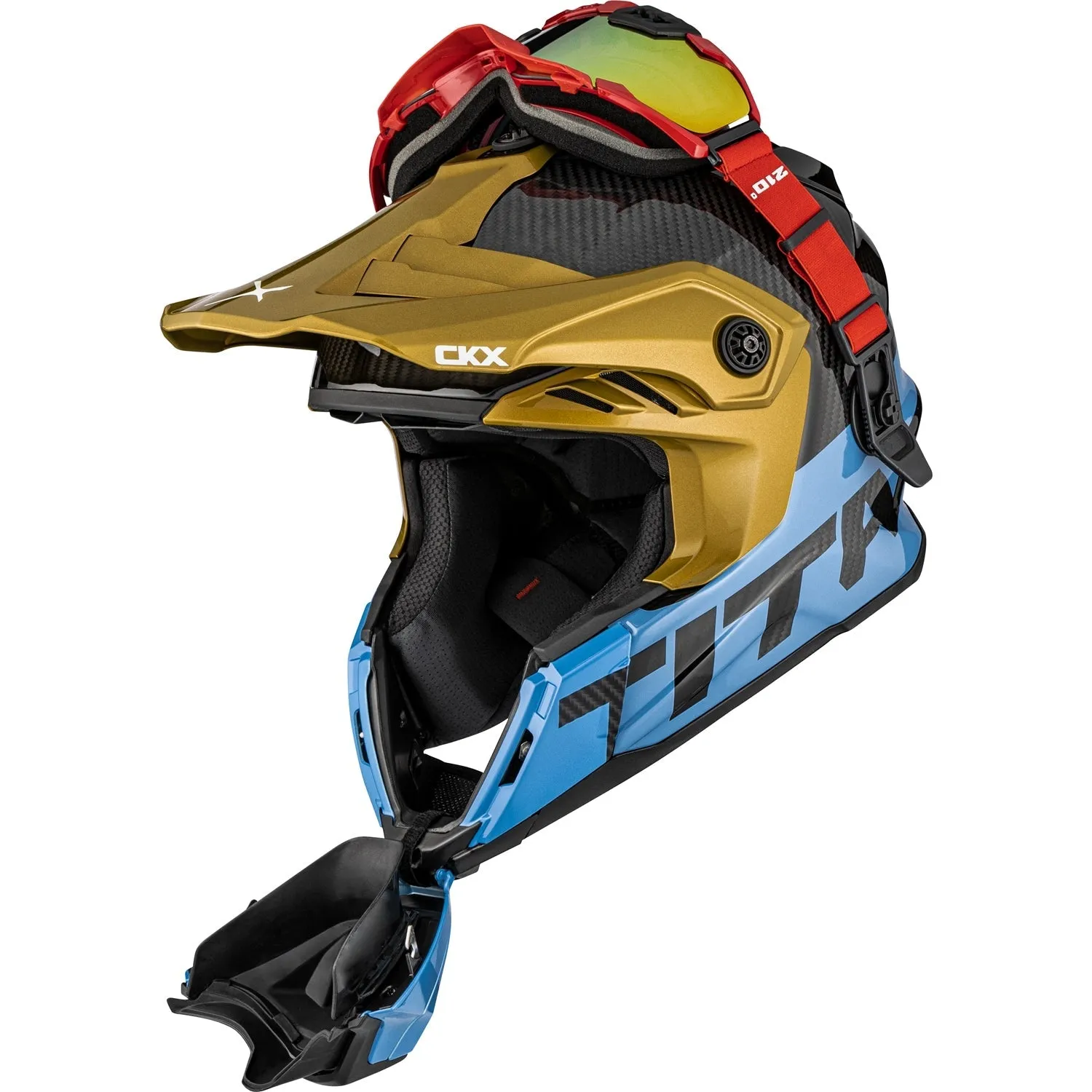CKX Titan Air Flow Stalwart Carbon Trail and Backcountry Helmet with 210° Goggles