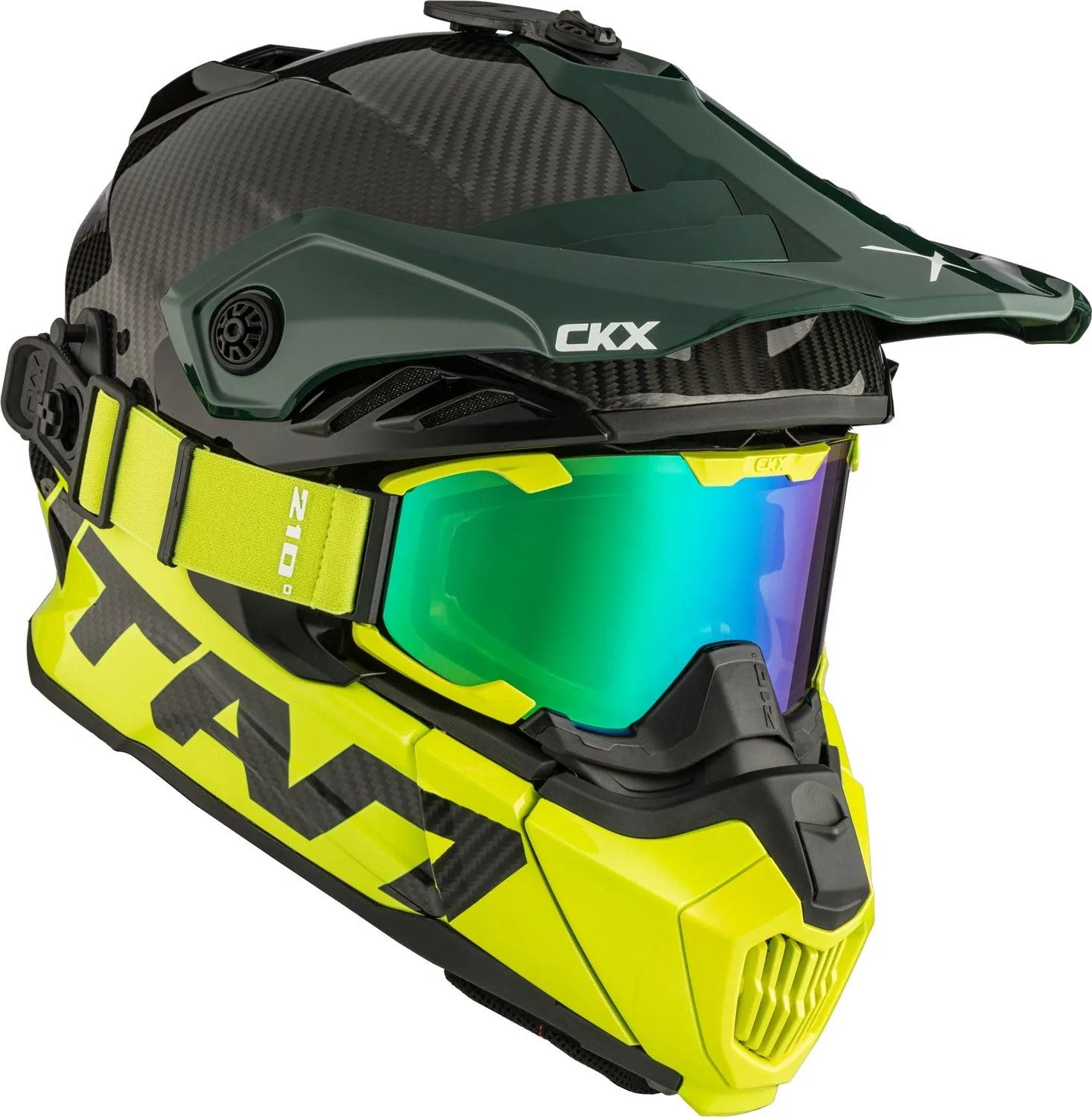 CKX Titan Air Flow Stalwart Carbon Trail and Backcountry Helmet with 210° Goggles