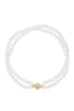 Clara Williams Victoire White Agate 8mm Double Strand Necklace