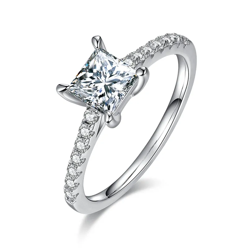Classic 1.0ct Princess Cut Moissanite Ring