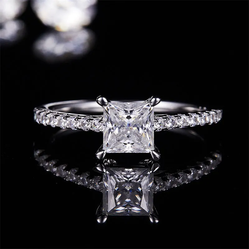 Classic 1.0ct Princess Cut Moissanite Ring