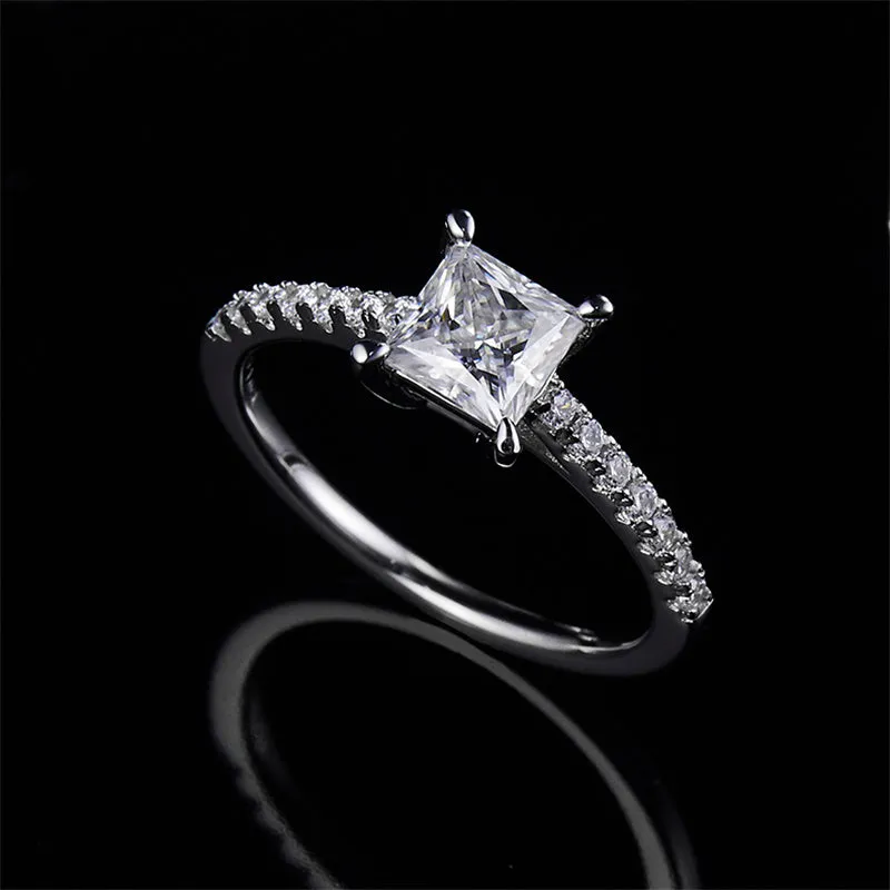 Classic 1.0ct Princess Cut Moissanite Ring