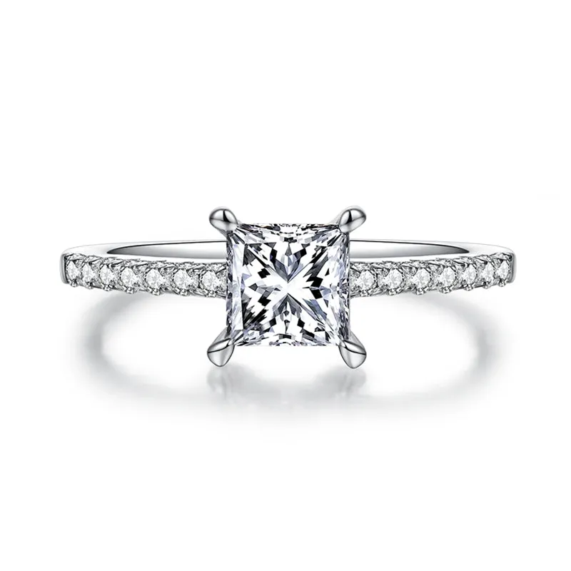 Classic 1.0ct Princess Cut Moissanite Ring