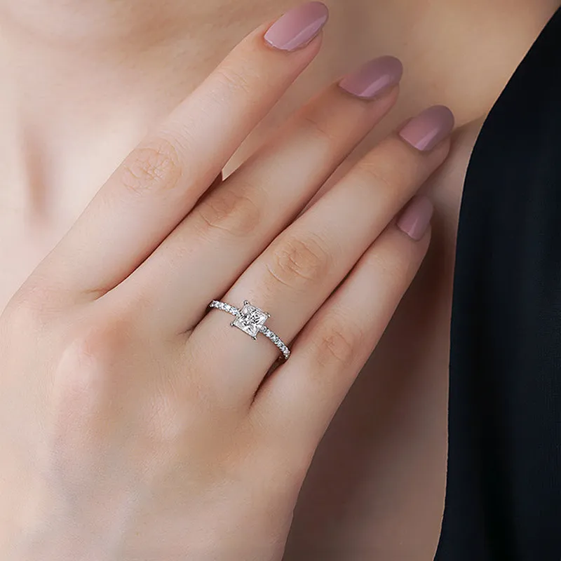 Classic 1.0ct Princess Cut Moissanite Ring